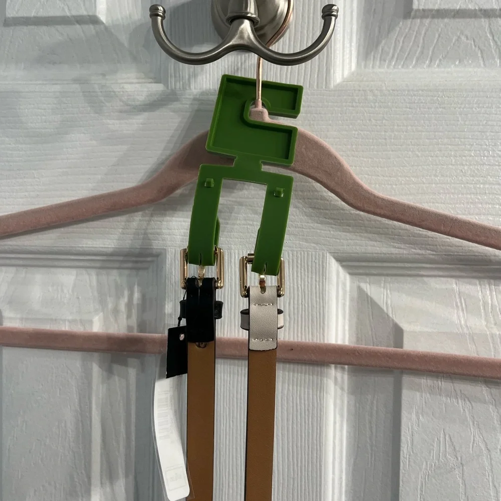 Kate Spade 2 Leather Belts New Cream black thin Belts Bow Logo XL 42 in